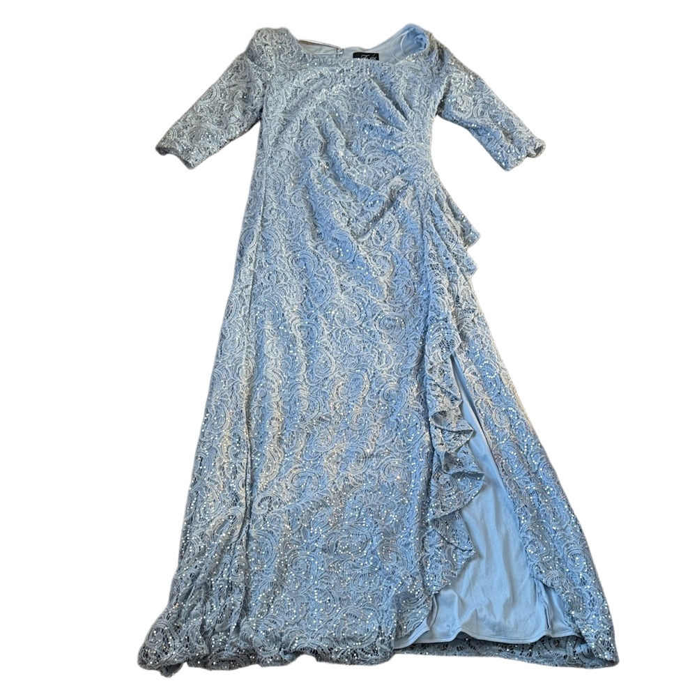 Alex Evenings Hydrangea Blue Lace Gown Mother of the Bride NWT SIZE 14